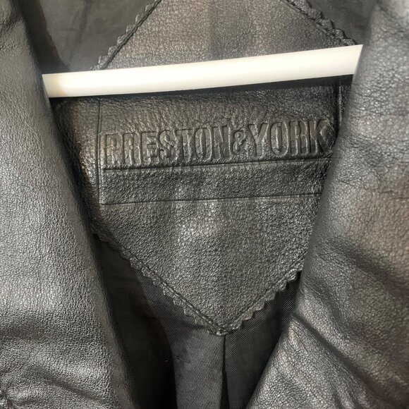 Black Genuine Leather Blazer Jacket Button Closure & Notched Lapels Mens SZ M - Picture 6 of 8